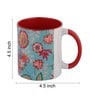 Green Background & Floral with Inside Colour Red Printed Coffee Mug 320ml