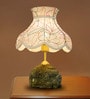Green Bidasar Marble Table Lamp with Embroidered Scalloped Shade