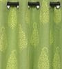 Green Traditional Cotton 5 Ft Light Filtering Eyelet Window Curtain