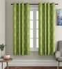 Green Traditional Cotton 5 Ft Light Filtering Eyelet Window Curtain