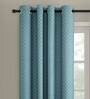 Green Geometric Cotton 7 Ft Light Filtering Eyelet Door Curtain