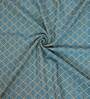 Green Geometric Cotton 7 Ft Light Filtering Eyelet Door Curtain