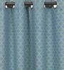 Green Geometric Cotton 7 Ft Light Filtering Eyelet Door Curtain