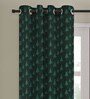Green Cotton Blackout 7 Feet Eyelet Curtain (Set of 2)