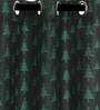 Green Cotton Blackout 7 Feet Eyelet Curtain (Set of 2)