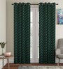 Green Cotton Blackout 7 Feet Eyelet Curtain (Set of 2)