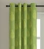 Green Cotton Traditional 9 Ft Light Filtering Eyelet 1 Door Curtain