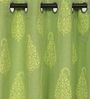 Green Cotton Traditional 9 Ft Light Filtering Eyelet 1 Door Curtain