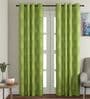 Green Cotton Traditional 9 Ft Light Filtering Eyelet 1 Door Curtain