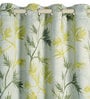 Green Floral Faux Silk 5 Ft Blackout Eyelet Window Curtain