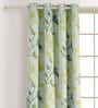 Green Floral Faux Silk 5 Ft Blackout Eyelet Window Curtain