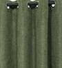 Green Solid Jute 7 Ft Light Filtering Eyelet Door Curtain