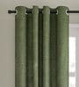 Green Solid Jute 7 Ft Light Filtering Eyelet Door Curtain