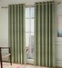 Green Solid Poly Cotton 5 Ft Semisheer Eyelet Window Curtains (Set of 2)
