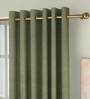 Green Solid Poly Cotton 5 Ft Semisheer Eyelet Window Curtains (Set of 2)