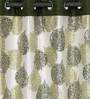 Green Traditional Polyester 5 Ft Semisheer Eyelet Window Curtains (Set of 2)