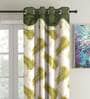 Green Floral Polyester 5 Ft Semisheer Eyelet Window Curtains (Set of 2)