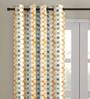 Multicolour Polyester Velvet Geometric 7FT Light Filtering Eyelet Door Curtains (Pack of 1)
