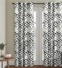 Silver Polyester Velvet Geometric 7FT Light Filtering Eyelet Door Curtains (Pack of 1)