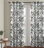 Silver Polyester Velvet Ethnic Motif 7FT Light Filtering Eyelet Door Curtains (Pack of 1)