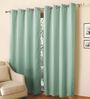 Green Blackout Polyester 7 feet Eyelet Door Curtains