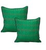 Green Blended Cotton and Silk Woven Ikat 16x16 inches Cushion Covers (Set of 2)