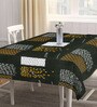 Green Blended Cotton Geometric 86x60 Inches Table linen