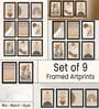 Abstract Boho Wall Art Framed Set of 9