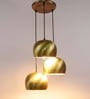 Green Brass 3 Light Cluster Hanging Lamp