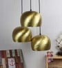 Green Brass 3 Light Cluster Hanging Lamp