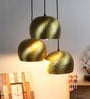 Green Brass 3 Light Cluster Hanging Lamp