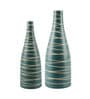 Green Ceramic Cris Cross Vases, Set of 2