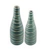 Green Ceramic Cris Cross Vases, Set of 2