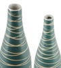 Green Ceramic Cris Cross Vases, Set of 2