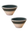 Merca 560ml White & Green Ceramic (Set of 2) Dinner Bowl