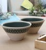 Merca 560ml White & Green Ceramic (Set of 2) Dinner Bowl
