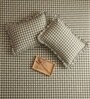Green Checkerd 260 TC Polycotton Double Flat Bedsheet with 2 Frill Pillow Covers
