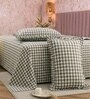 Green Checkerd 260 TC Polycotton Double Flat Bedsheet with 2 Frill Pillow Covers