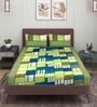 Green Checkered 144 TC Microfiber Double Sized Bedsheet With 2 Pillow Covers