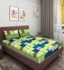 Green Checkered 144 TC Microfiber Double Sized Bedsheet With 2 Pillow Covers