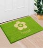 Green Coir Slogan Pattern 24X16 Inch Stain Resistant Door Mat