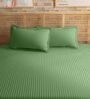 Green 210TC Cotton stripe 1 Super King Bedsheet with 2 Pillow Covers