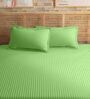 Green 210TC Cotton stripe 1 Super King Bedsheet with 2 Pillow Covers