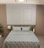 Green Contemporary Ikat Pattern 210 TC 100% Cotton Superking Bedsheet with 2 Pillow Covers
