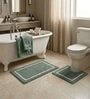 Green Cotton 20X30 Inches Anti-Skid Bath Mat Set Of 2
