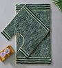 Green Cotton 20X30 Inches Anti-Skid Bath Mat Set Of 2