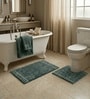 Green Cotton 20X30 Inches Anti-Skid Bath Mat Set Of 2