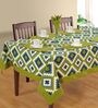 Puzzled (59x59) Green & Cream Cotton Table Cloth
