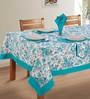 Akriel (88x59) White & Green Cotton Table Cloth