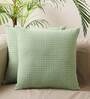 Green Solid Cotton 18 x 18 Inches Cushion Covers (Set of 2)